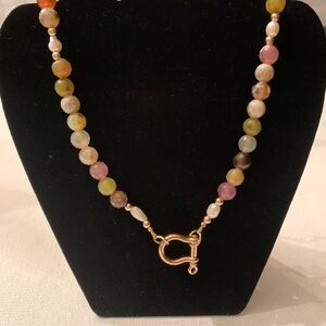 Multicolor Beaded Necklace with Gold Clasp